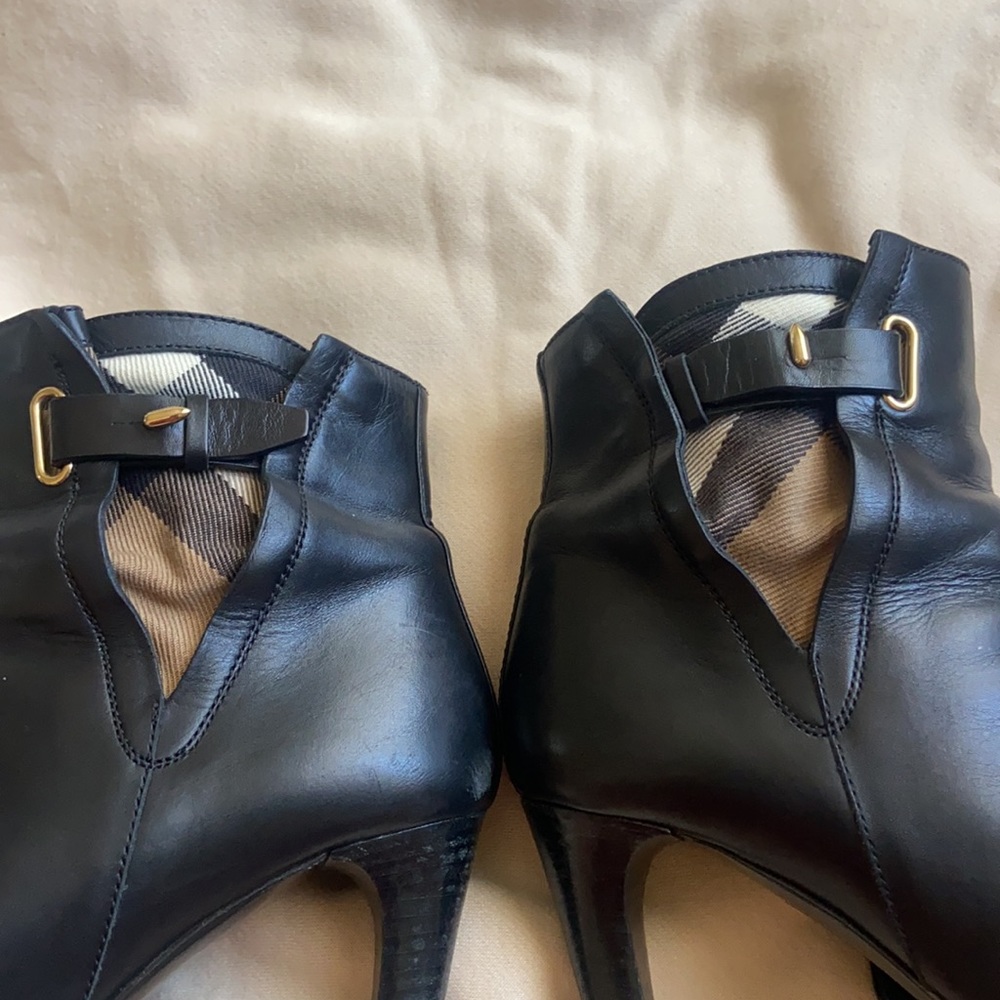Burberry Black Leather Ankle Booties with Gold Buckle - Picture 12 of 16